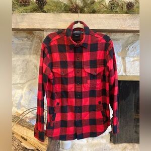 🔴Polo Ralph Lauren men’s Buffalo check flannel shirt jacket pockets Classic fit